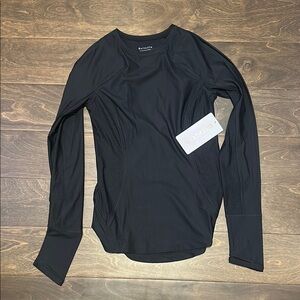 Athleta Black Long Sleeve Tee Fitted Crew Neck